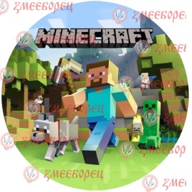 Готова фотодекорация кръгла "Minecraft 1"