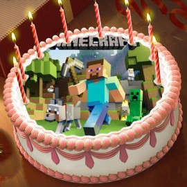 Готова фотодекорация кръгла "Minecraft 1"