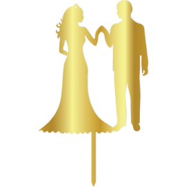 Връх за торта "Брачна двойка 2" - златен