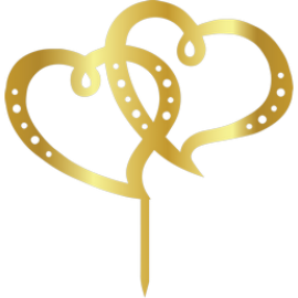 Връх за торта "Две сърца" - златен