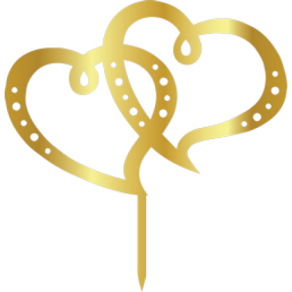 Връх за торта "Две сърца" - златен