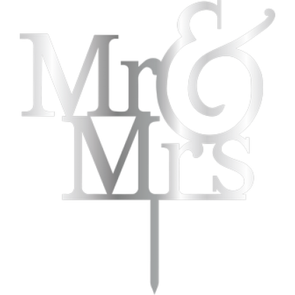 Връх за торта "Мистър § Мисис 2" - сребърен