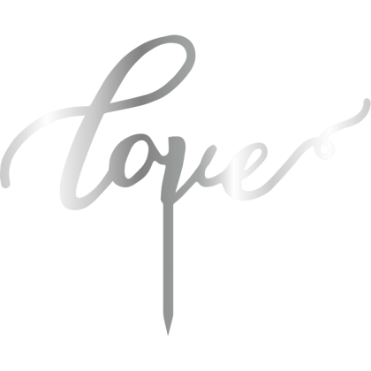 Връх за торта "Love" - сребърен