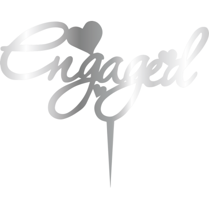 Връх за торта "Engaged" - сребърен