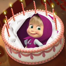 Готова фотодекорация кръгла "Маша и мечока 2"