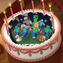 Готова фотодекорация кръгла "Minecraft 2"