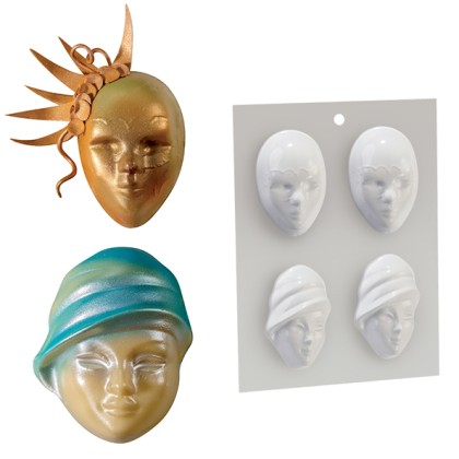 Форма за шоколадова отливка "Венецианска маска - 4 броя"