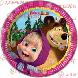 Готова фотодекорация кръгла "Маша и мечока 3"