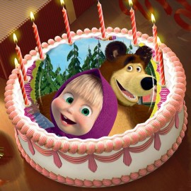 Готова фотодекорация кръгла "Маша и мечока 3"