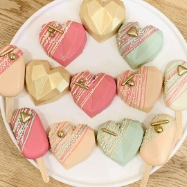 Силиконова форма "Сърце - диамант" - 8 гнезда