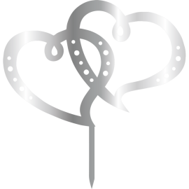 Връх за торта "Две сърца" - сребърен