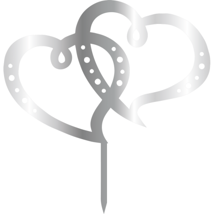 Връх за торта "Две сърца" - сребърен