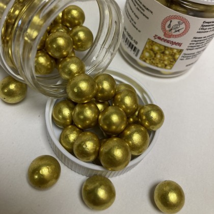 Захарна поръска "Перли" 10мм - златни - 35гр
