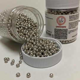 Захарна поръска "Перли" 3мм - сребърни - 50гр