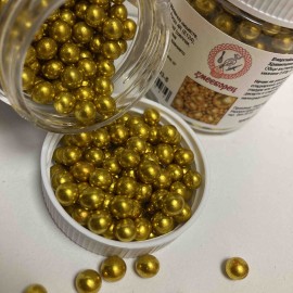 Захарна поръска "Перли" 5мм - старо злато - 50гр