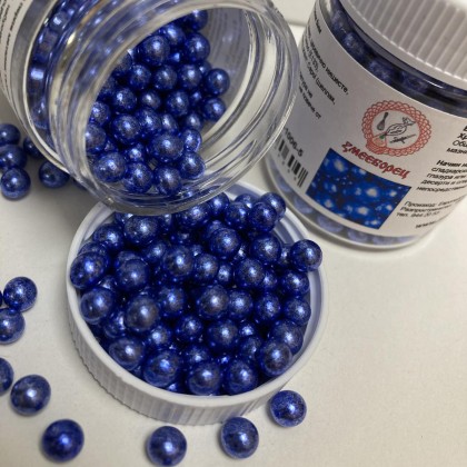 Захарна поръска "Перли" 5мм - тъмносини - 50гр