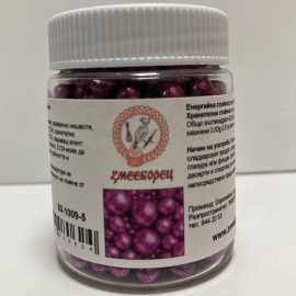 Захарна поръска "Перли" 5мм - фуксия - 50гр