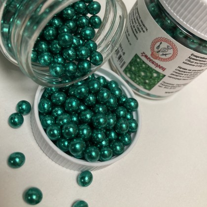 Захарна поръска "Перли" 5мм - зелени - 50гр