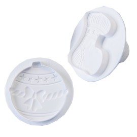 Комплект кутери с ежектор "Коледно чорапче и топка за елха" - 2 елемента