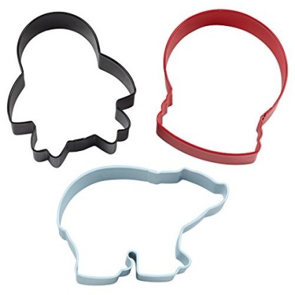 Комплект метални кутери "Пингвин, стъклено кълбо и бяла мечка" - 3 елемента