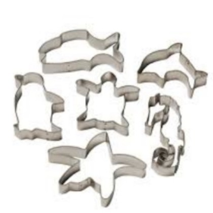 Комплект метални кутери "Морски животни" - 6 елемента