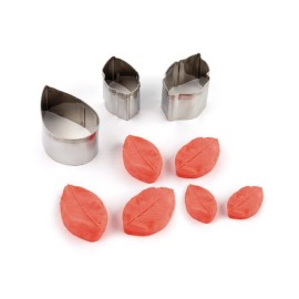 Комплект метален кутер със силиконови щампи "Листо на роза" - 8 елемента