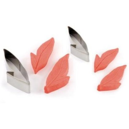 Комплект метален кутер със силиконови щампи "Зелено листо на Божур" - 6 елемента