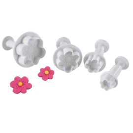 Комплект кутери 4 елемента с избутвач за цвете с 6 листа